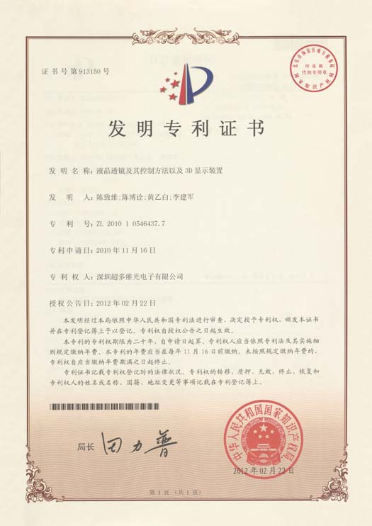 液晶透镜及其控制方法以及3D显示装置